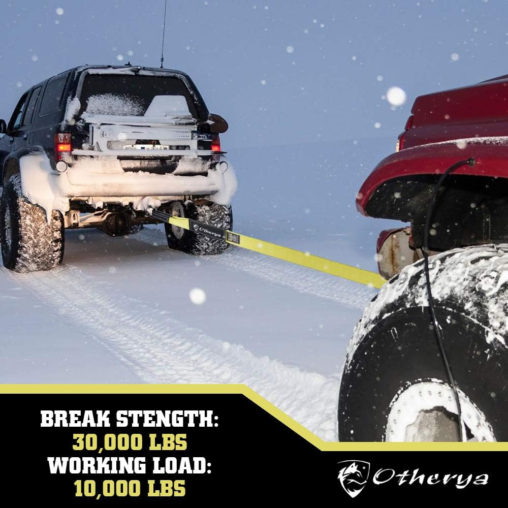Otherya Tow Recovery Strap 3'' x 20' - Recover Your Vehicle Stuck in Mud/Snow - Heavy Duty Winch Snatch Strap - Protective Loops, Water-Resistant - Off Road Truck Accessory - Bonus Storage Bag: Automotive