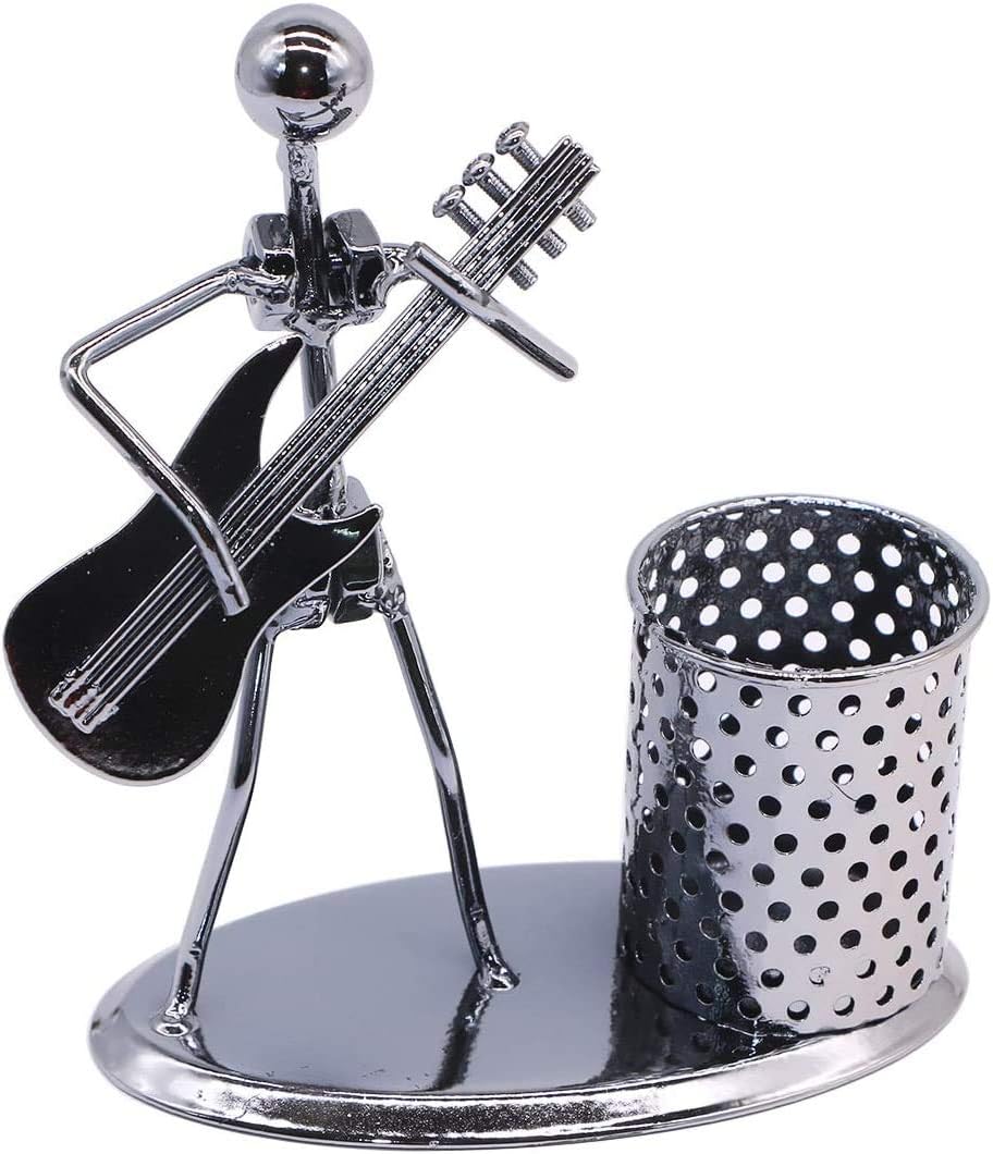Stormshopping Guitar Pen Holder Creative Desktop Accessories Multipurpose Metal Pencil Holder Cup for Gifts Kids, Students