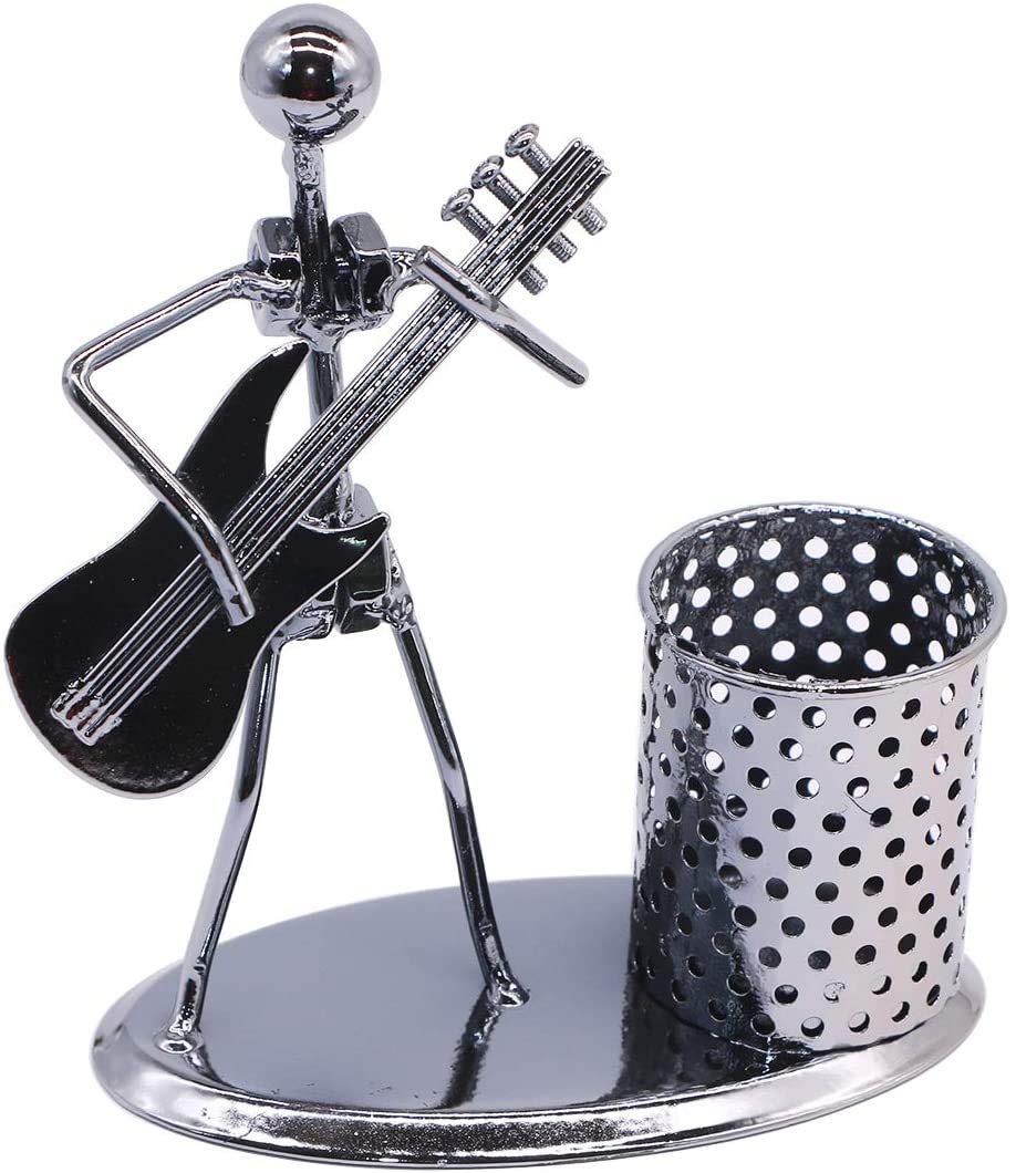 Stormshopping Guitar Pen Holder Creative Desktop Accessories Multipurpose Metal Pencil Holder Cup for Gifts, Kids, Students, and Office Stationary