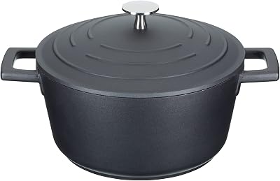 MasterClass Kitchen Craft Light Casserole Pot with Lid 2.5L 20cm Black