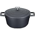 MasterClass Small Casserole Dish with Lid 2.5L/20 cm, Lightweight Cast Aluminium, Induction Hob and Oven Safe, Black