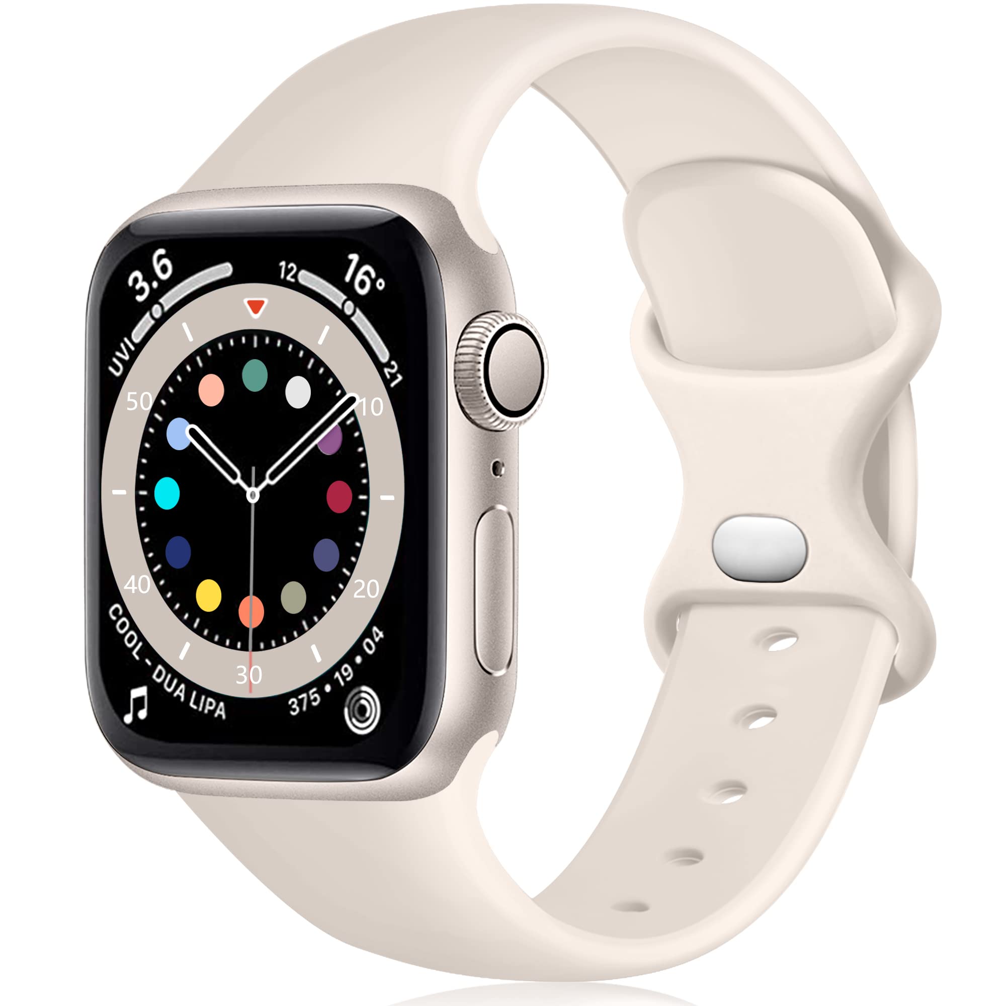 Epova Silicone Strap Compatible with Apple Watch Strap 40mm 38mm 41mm, Replacement Straps for iWatch SE Series 11 10 9 8 7 6 5 4 3 2 1, Starlight, Small — image 1