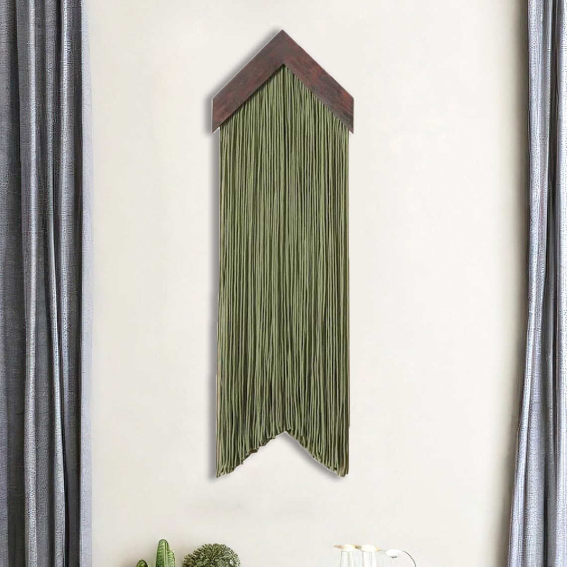 Photo 1 of ***MAJOR DAMAGE*** Ansley&HosHo Macrame Wall Hanging, Boho Woven Tapestry, Modern Tassel Wall Decor, Handmade Wall Art Tapestry for Bedroom, Living Room, Home, Bohemian Apartment Decoration Ornament Craft (Green Arrow)
