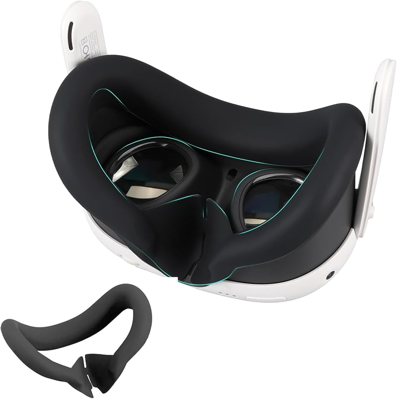 CBDYWVR VR Face Cover Silicone Sweatproof Washable Pad for VR Headset BLACK
