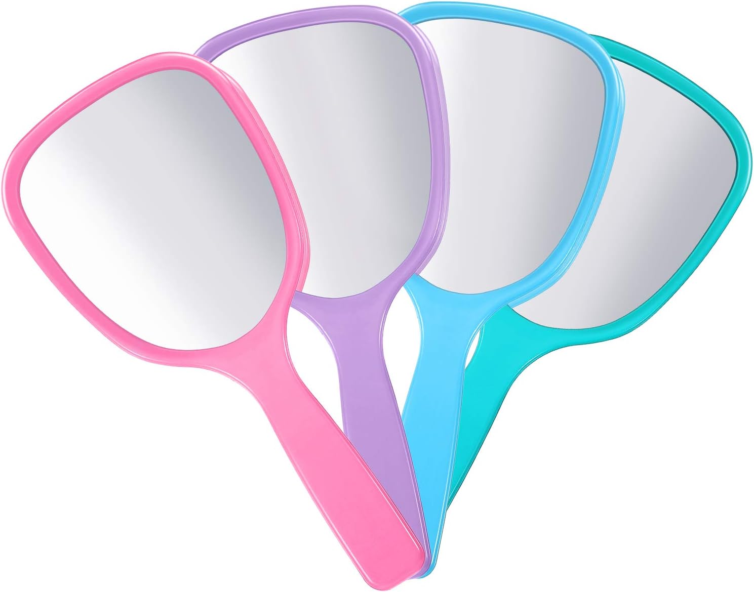 8 Pieces Handheld Hand Mirror Bulk Compact Travel Makeup Mirror Handheld Cosmetic Mirror with Handle, Portable Vanity Mirror, 3.15 Inch Wide, 7.09 Inch Long (Blue, Green, Pink, Purple): Beauty