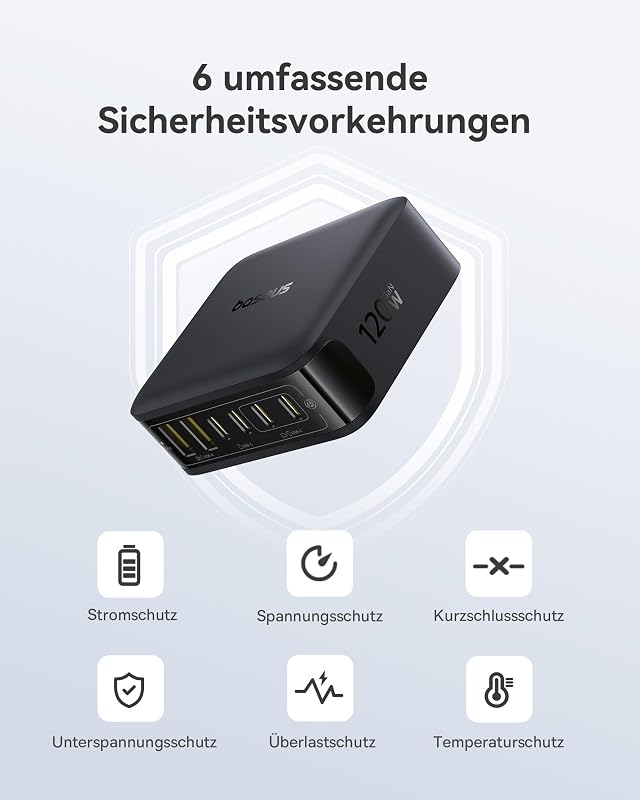 USB C Ladegerät 120W, 6-Port GaN Ladestation mit PD