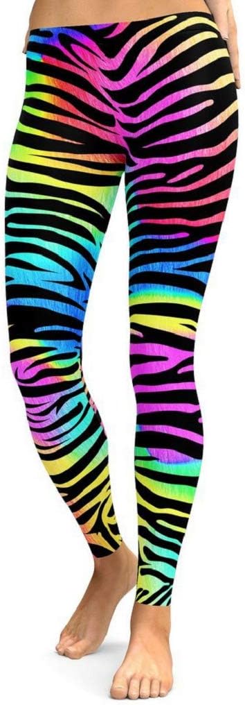 Women Yoga Pants TUDUZ Ladies Zebra Print Stretch Leggings Fitness Running Gym Golf Sports Striped Trousers