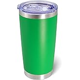 AIANJI 20oz Tumbler Bulk Stainless Steel Tumblers with Lid Vacuum Insulated Double Wall Travel Coffee Mug Powder Coated Tumbler Cup for Hot and Cold Drinks(Green, 1 pack)