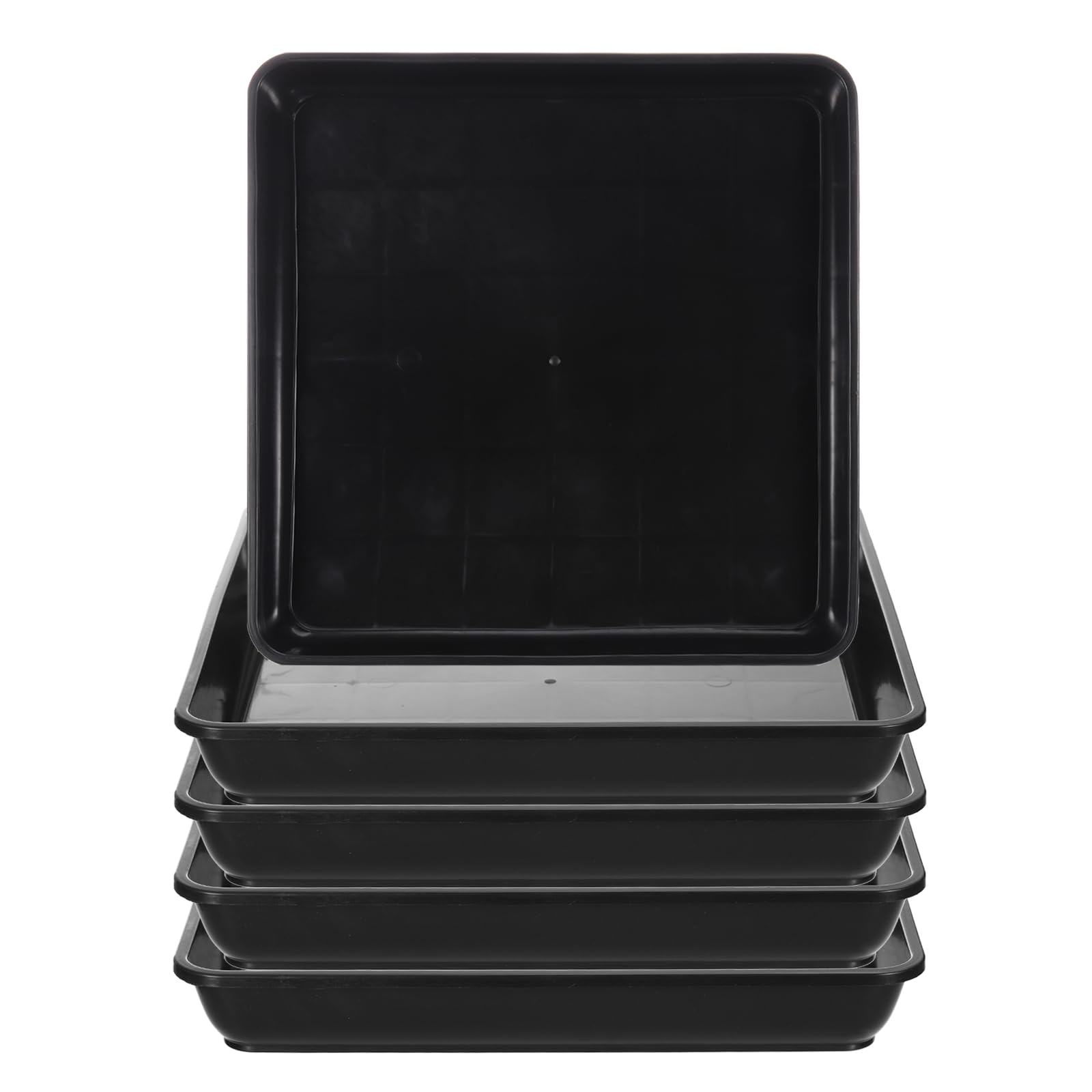 PATIKIL Plant Saucer Tray, 5 Pack 14 Inch Square Plant Saucer Heavy Planter Pot Saucers Large Deep Flower Planter Drip Tray for Indoor Outdoor Plants, Black