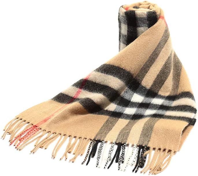 Amazon Co Jp バーバリー Burberry カシミヤ100 クラシック チェック柄 フリンジ マフラー ベージュ 並行輸入品 服 ファッション小物