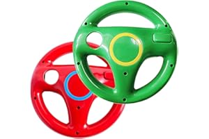 DOYO 2 Pack Steering Wheel for Nintendo Wii and Wii U Remote Controller, Racing Wheels Games Accessories for Mario Kart (Red+Green)