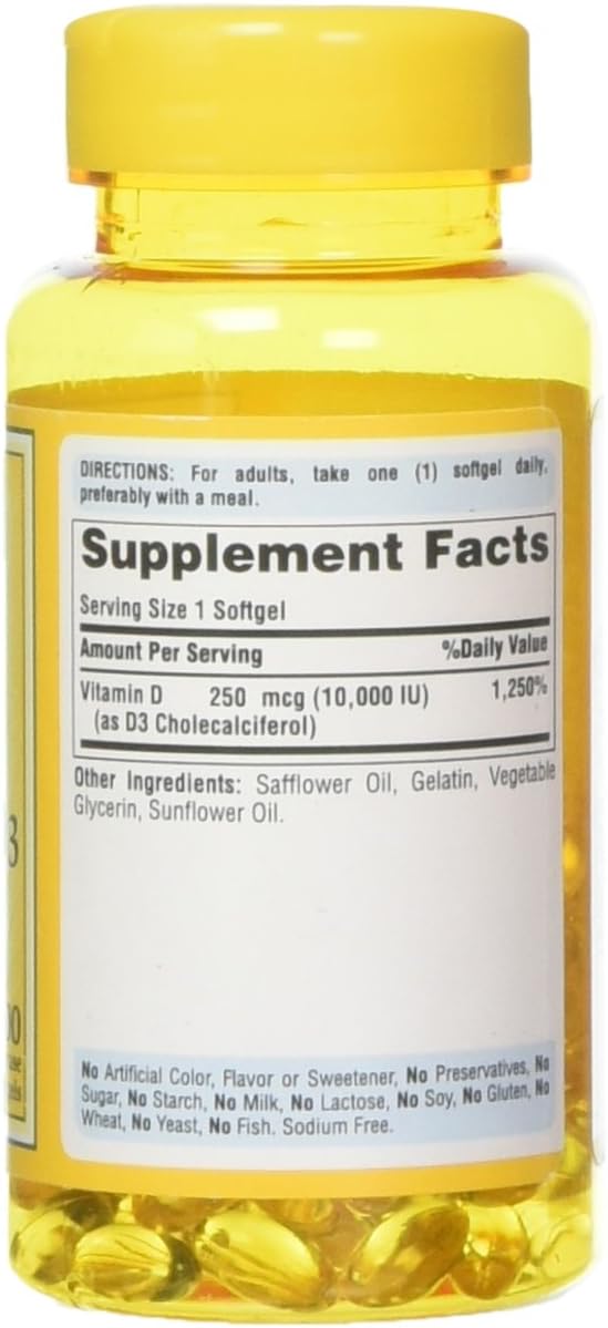 Vitamin D3 10,000 IU Bolsters Immune Health by Puritan's Pride of Immune System Support and Healthy Bones and Teeth 100 Softgels: Health & Personal Care