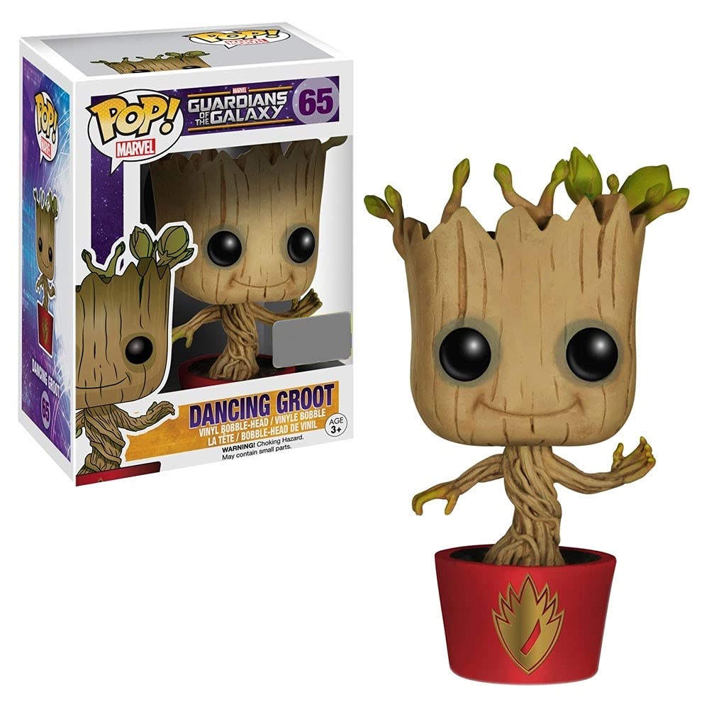 Photo 1 of Funko Marvel Guardians of the Galaxy POP! Marvel Dancing Groot Exclusive Vinyl Bobble Head #65 [Red Pot with Ravagers Logo]
