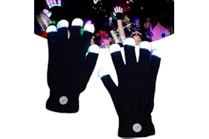 Finger Gloving Light Gloves, 7 Colors LED Rave Gloves, Lighting Flashing Mittens for Adults & Kids