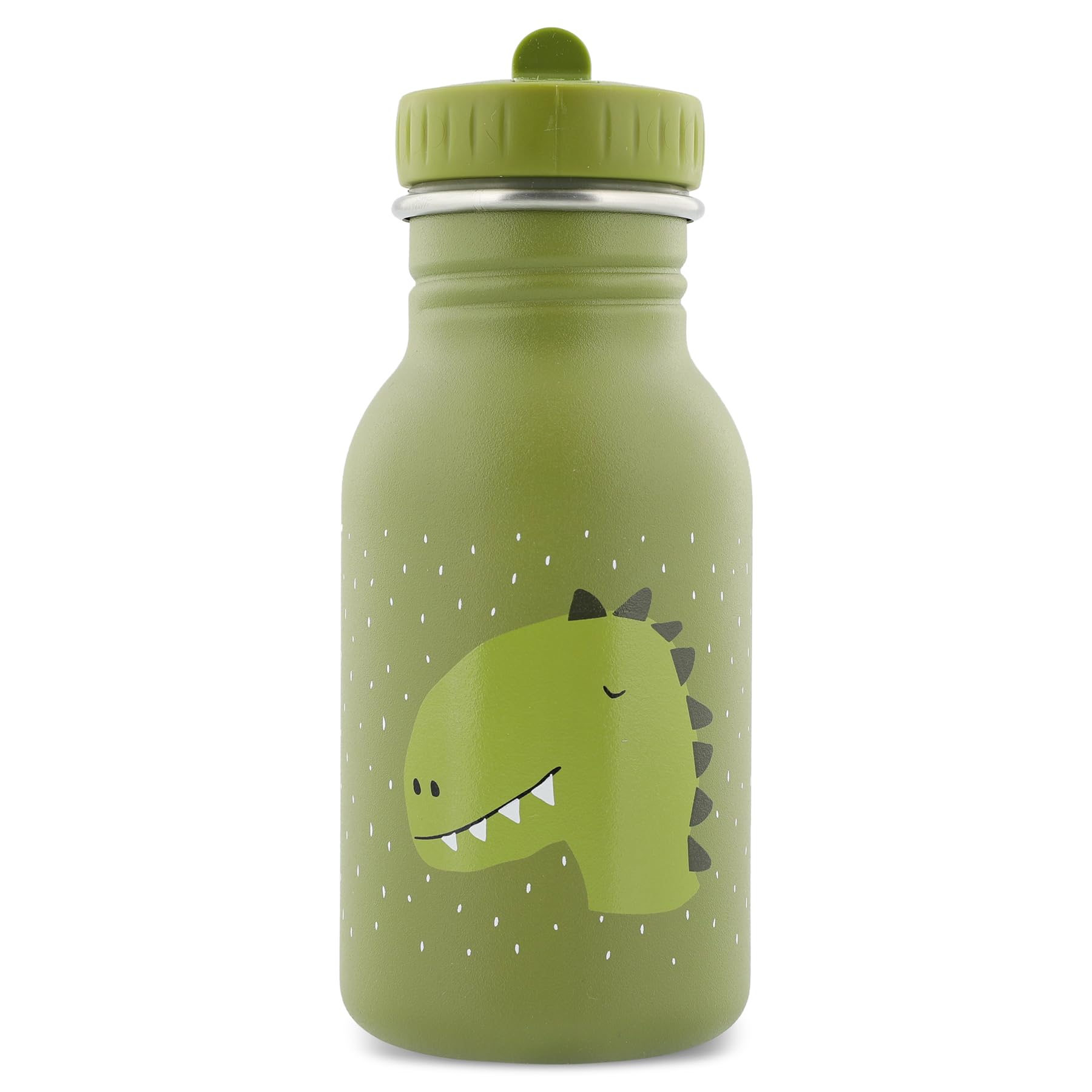 Trixie Drinking Bottle - Mr. Dino - 350ml Stainless Steel Water Bottle for Kids - Green - Leakproof - Eco-Friendly and BPA-Free โ image 1