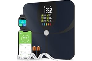 BeHealthy - Body Fat Smart Bluetooth Scale, 16 Body Composition Analyzer, Smart Scale with BMI, Fat Percentage, Muscle Mass, Large LCD,Syncs with iOS/Android Fitness Apps, 400 lbs Capacity - Dark Blue