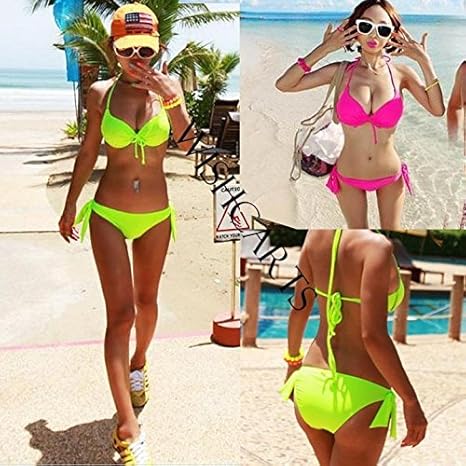 Amazon.com: Powerangle Women's Sexy Padded Bra Bikini Suit Swimsuit