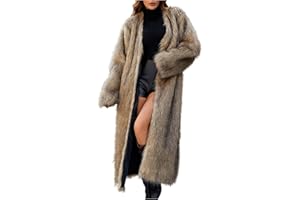 Faux Fur Coats for Women Winter Long Sleeve Furry Long Coat Casual Open Front Plus Size Lapel Jackets Overcoats