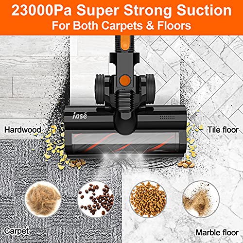 INSE Cordless Vacuum Cleaner, 23Kpa Strong Suction Stick Vacuum with
