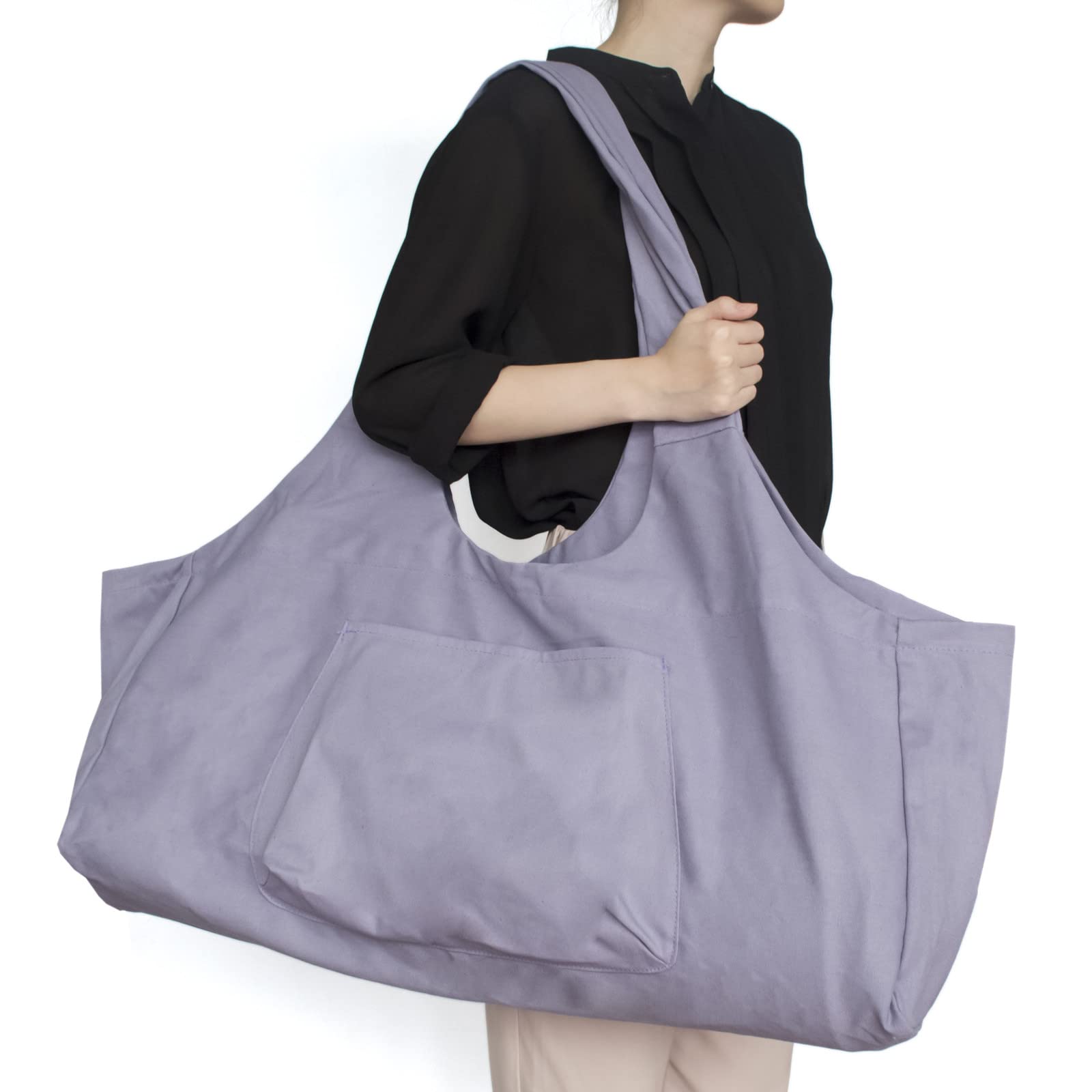 Yoga Bag Large Yoga Mat Bag,Canvas Yoga mat Tote Bag with Inside Zip Pocket Fits Most Size Mats (Purple)