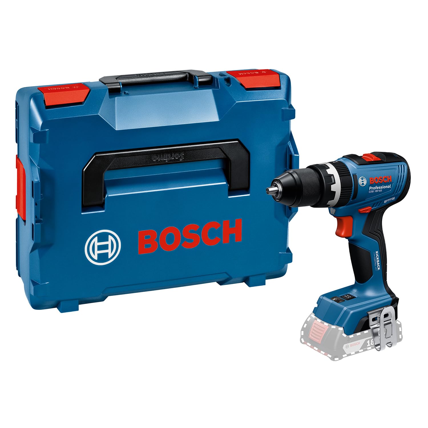 Bosch Professional 18V System Akku-Bohrschrauber GSB 18V-65 (bürstenloser Motor, Kopflänge 175, inkl. L-BOXX)