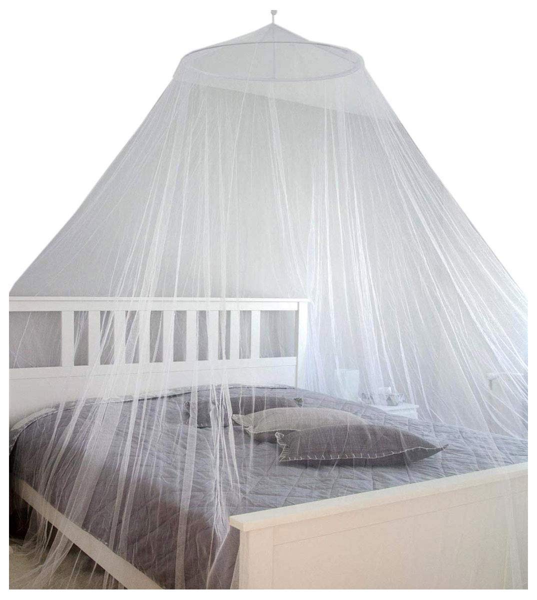 AMANKA Mosquito Protection 12m XXL canopy Insect Net for double beds wieges 180 meshes per square inch WHO standard incl carrying bag Transparent White