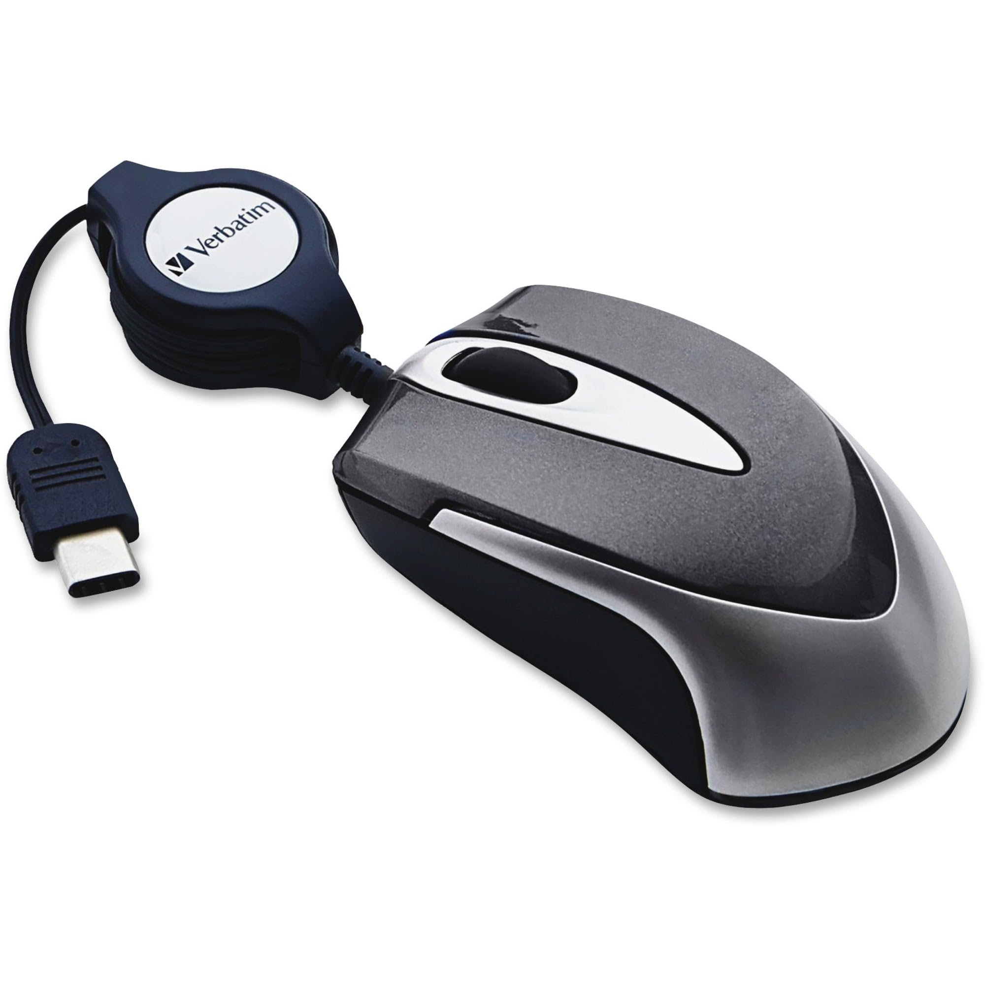 Photo 1 of Verbatim USB C Corded Mini Travel Type C Optical Wired Mouse for Mac and PC- Black