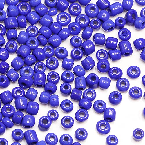 Tibaoffy Dark Blue Beads Size 6/0 Crafts Glass Seed Beads 4mm for Jewelry Making (Total About 100g About 1200pcs)
