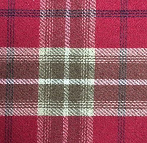 Porter and Stone Balmoral Wool Effect Thick Tartan Check Curtain & Upholstery Fabric - Red