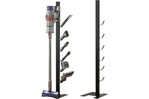 MOOPHY Vacuum Stand for Dyson V15 V12 V11 V10 V8 V7 V6, Stable Metal Storage Holder Standing Dock Station for Dyson Handheld Cordless Vacuum Cleaner & Accessories, 6 Hooks