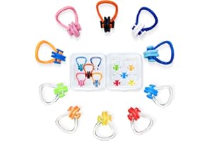 STSAIL Swimming Nose Clip - 10 Packs Silicone Swim Nose Plugs for Kids (Age 7+) and Adults,Waterproof Pool Nose Plugs for Diving Swimming and Other Water Sports with Storage Box,Multi-Color