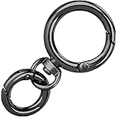 OIIKI 1 Sets Swivel Clasp Clips, Metal Swivel Snap Hook, Double Opening Key Chain Clip with Key Ring for DIY Crafts, Jewelry Clasps, Lanyard Making - Black