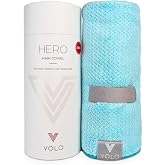 VOLO Hero Hair Towel &ndash; Ultra Soft Nanoweave&trade; Microfiber, Super Absorbent Quick Dry, Reduces Dry Time 50%, Anti-Frizz &amp; Breakage, Secure Snug Strap, Large Wrap for All Hair Types - Capri Blue