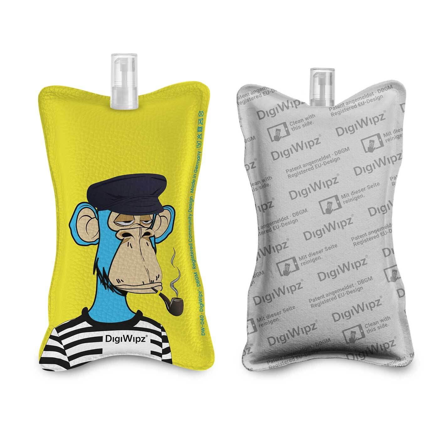 DigiWipz® The ingenious 2-in-1 display cleaner (Captain Monkey) - screen cleaner for displays and touchscreens - screen cleaner microfibre sponge with integrated sprayer