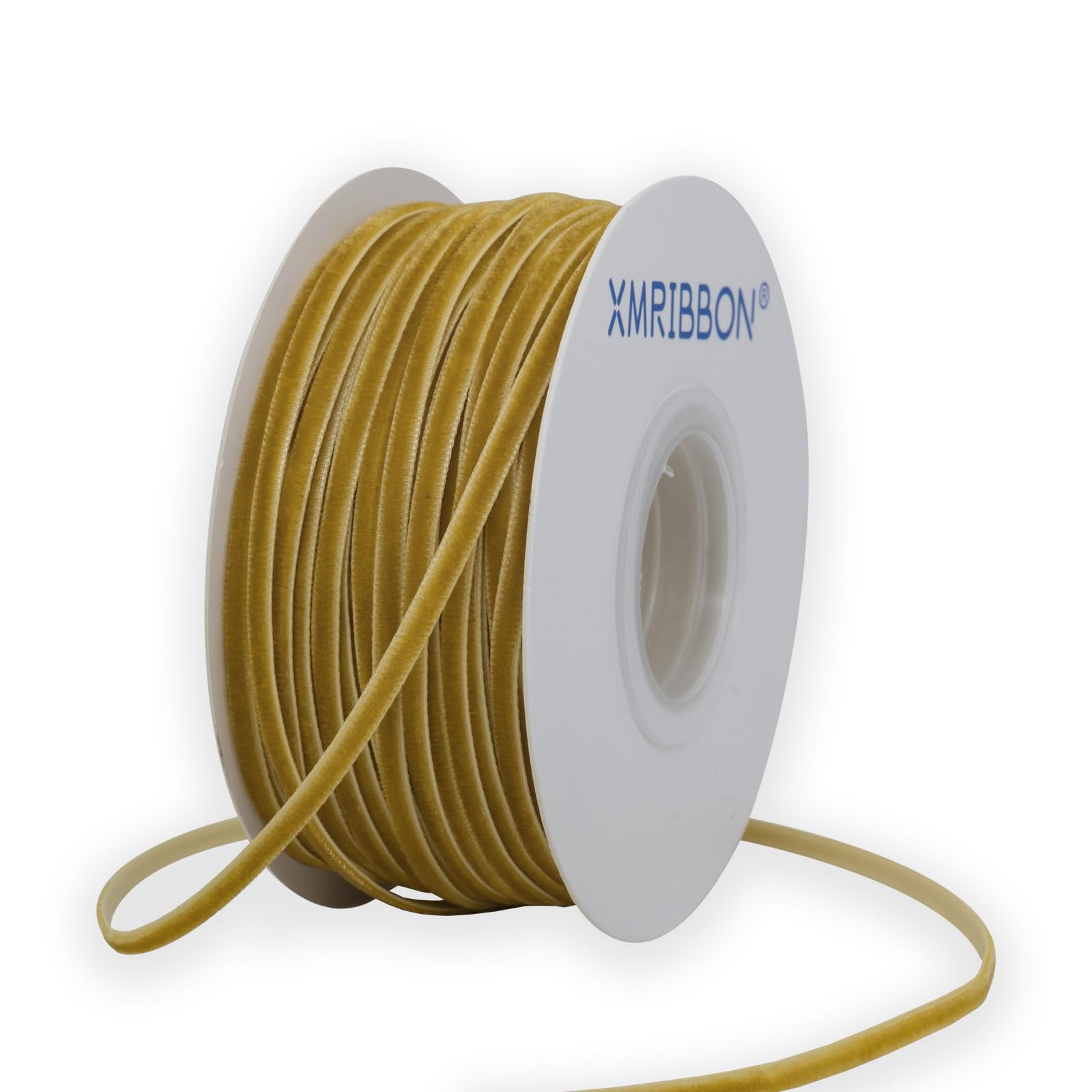 Photo 1 of XMRIBBON Gold Velvet Ribbon 1/8 Inch X 50Yards Thin Velvet Ribbon Vintage Narrow Ribbon for Wedding Invitations, Gift Wrapping, and Party Favour Boxes