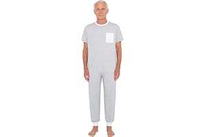 Yhong Unisex Adult Alzheimer Anti-strip Jumpsuit One Piece Romper with Back Zipper Adaptive Clothes