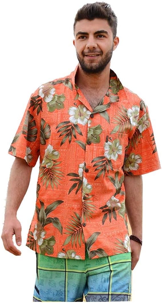 Amazon Palmwave アロハシャツメンズ 半袖シャツ ハイビスカス柄 ハワイアンシャツ 総柄シャツ 綿素材 大きいサイズ メンズおしゃれ 上品 Aht05 シャツ 通販