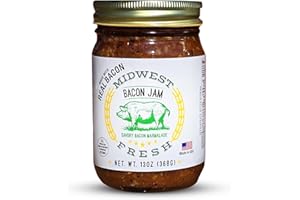 Midwest Fresh Award-Winning Bacon Jam | 13 oz Gourmet Burger Sauce and Charcuterie Board Staple | Versatile Bacon and Onion Marmalade Relish | Non-GMO, Gluten-Free | Perfect for Grilling and Dips (Single Pack, 13, Fl Oz)