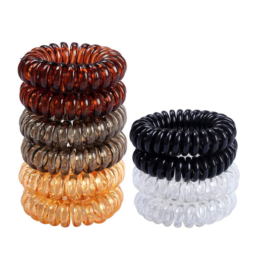 MCIGICM 10 Pcs Spiral Hair Ties, Phone Cord Hair Ties, 5 colors : Beauty