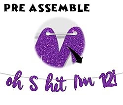 Oh S*it I’m 12! Banner Backdrop Glitter Purple