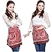 JKLcom Half Aprons Waist Aprons Floral Flower Apron Waist Aprons with 2 Pockets Bistro Apron for Women Girls(Red, Blue)