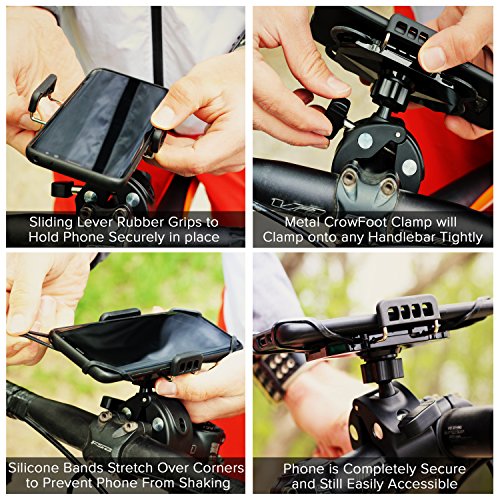 E Tronic Edge Bike Phone Mount Rotating Cell Phone Holder for Bicycle Handlebar Compatible