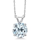 Gem Stone King 14K White Gold Sky Blue Topaz Pendant Necklace for Women | 2.50 Cttw | Gemstone November Birthstone | Round 8MM | With 18 Inch Chain