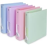 Enday 3 Ring Binder 1.5 inch (4 Pack) Pastel Flexible Binders Round Ring with Pocket, Holds 280 Sheets, for Home and School Supplies in Blue, Purple, Pink and Green &ndash; by Enday