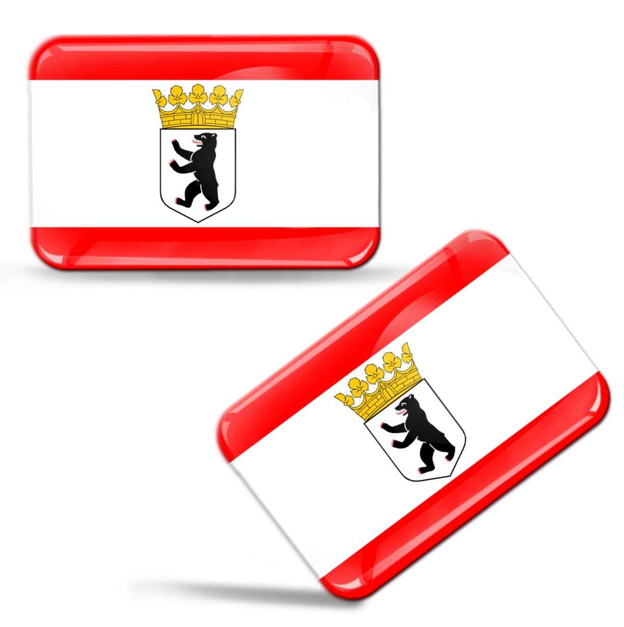 Biomar Labs 2 x 3D Domed Silicone Stickers Decals Berlin Bear Germany Region State National Flag Car Motorcycle Helmet F 95