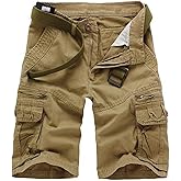 Erston Men's Lightweight Multi Pocket Casual Outdoor Twill Cargo Shorts with Zipper Pockets with 8 Pockets No Belt