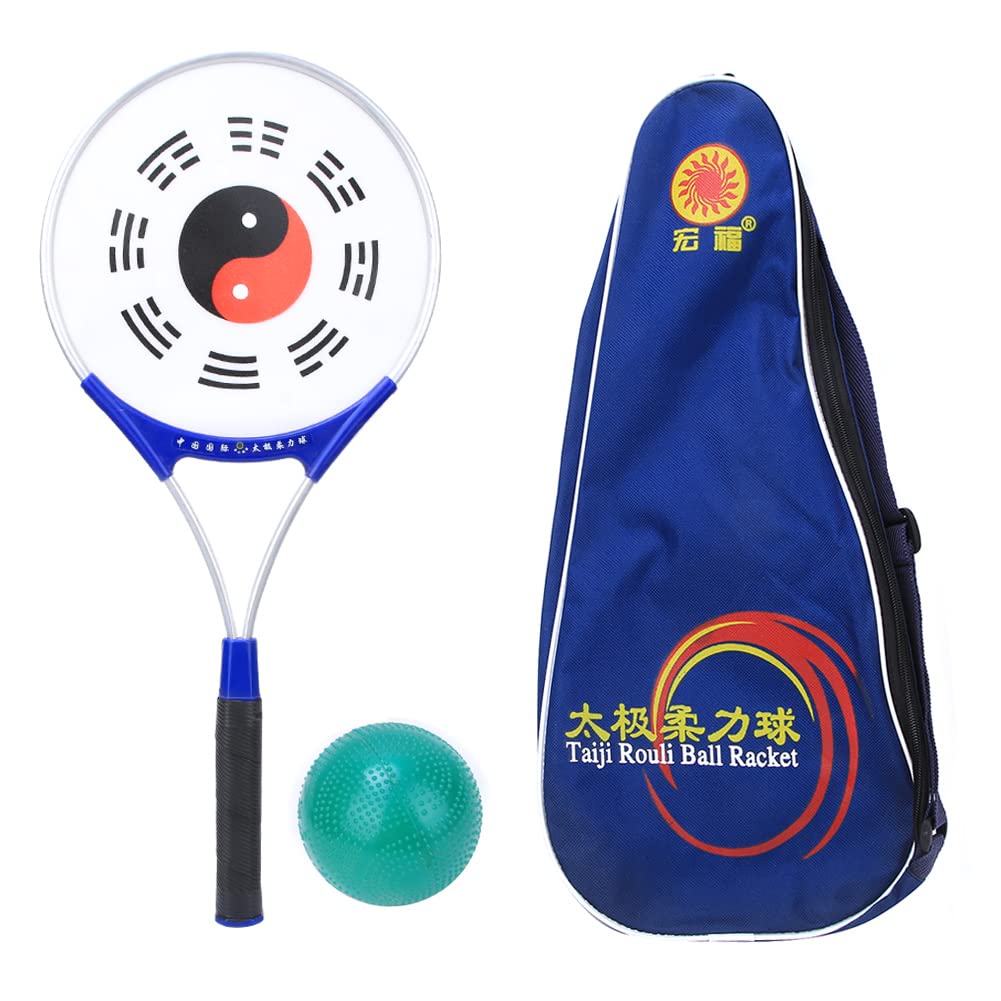 Akozon Soft Car Strength Racquet, Aluminium Alloy Silicone Face Handle for Elderly People Exercise Fitness Tai Chi Racket with Ball (Soft Racquet)