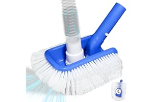 Pool Brush Head with Pool Vacuum Head for Inground & Above Ground Pools, Round Heavy Duty Scrubber Pool Broom Cleaning Nylon 