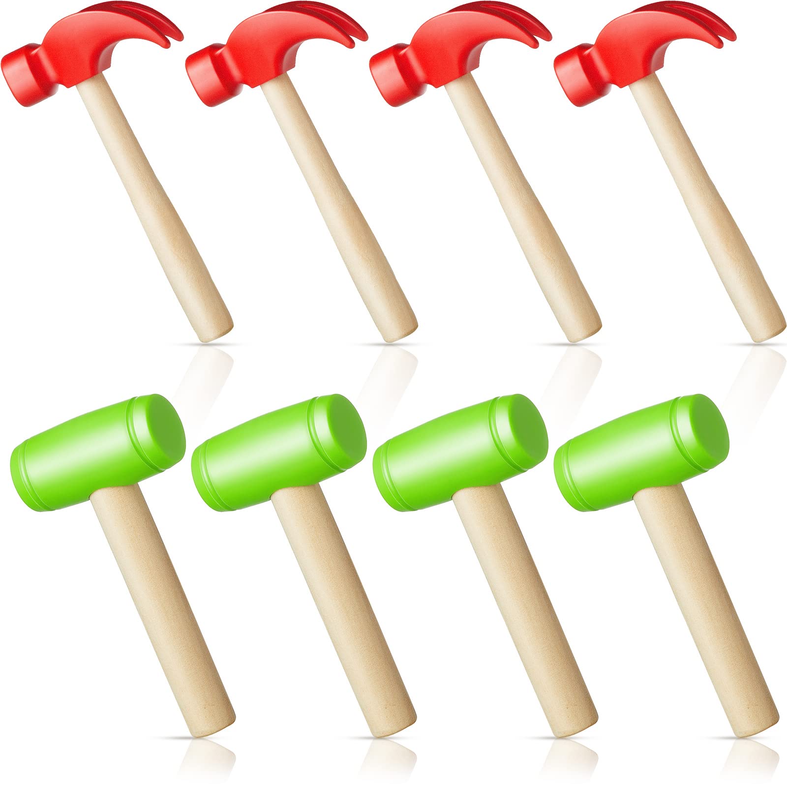 Photo 1 of **** HALF SET ** Deekin Toy Hammer Simulation Small Wooden Plastic Maintenance Tools Hammers Educational Toys Party Gift for Teens Girls Boys School Birthday Games Party Supplies(4 Pcs,2 Style Toy Hammer)