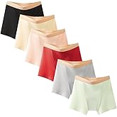 ZJHTK Incontinence Underwear for Women, Cotton Reusable Protective Boxer Briefs, Overnight Shorts Plus Size, 6Pcs,Multi Colored,L